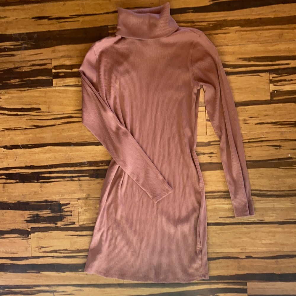 Turtle Neck Ribbed Dress